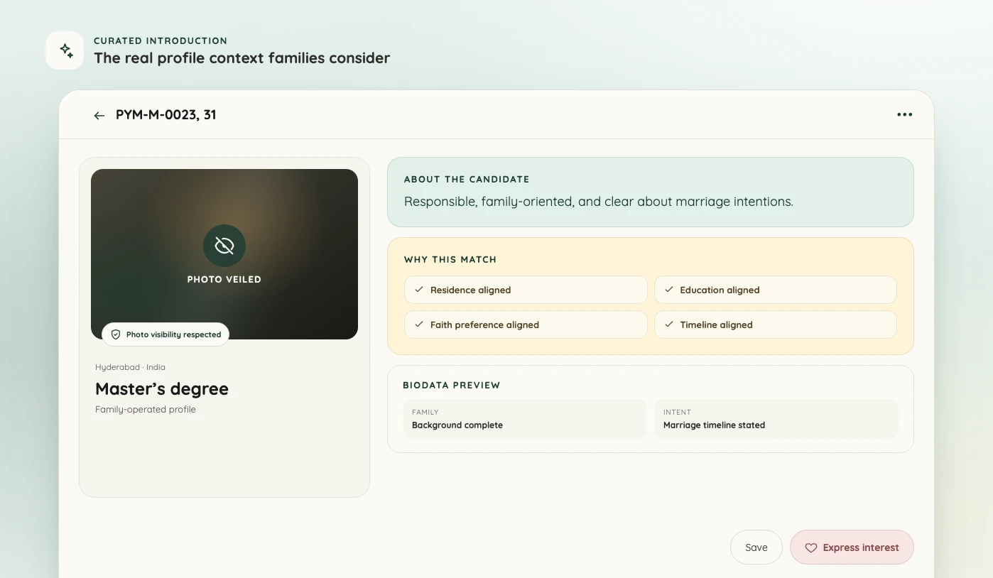 A curated introduction with compatibility reasons and detailed biodata